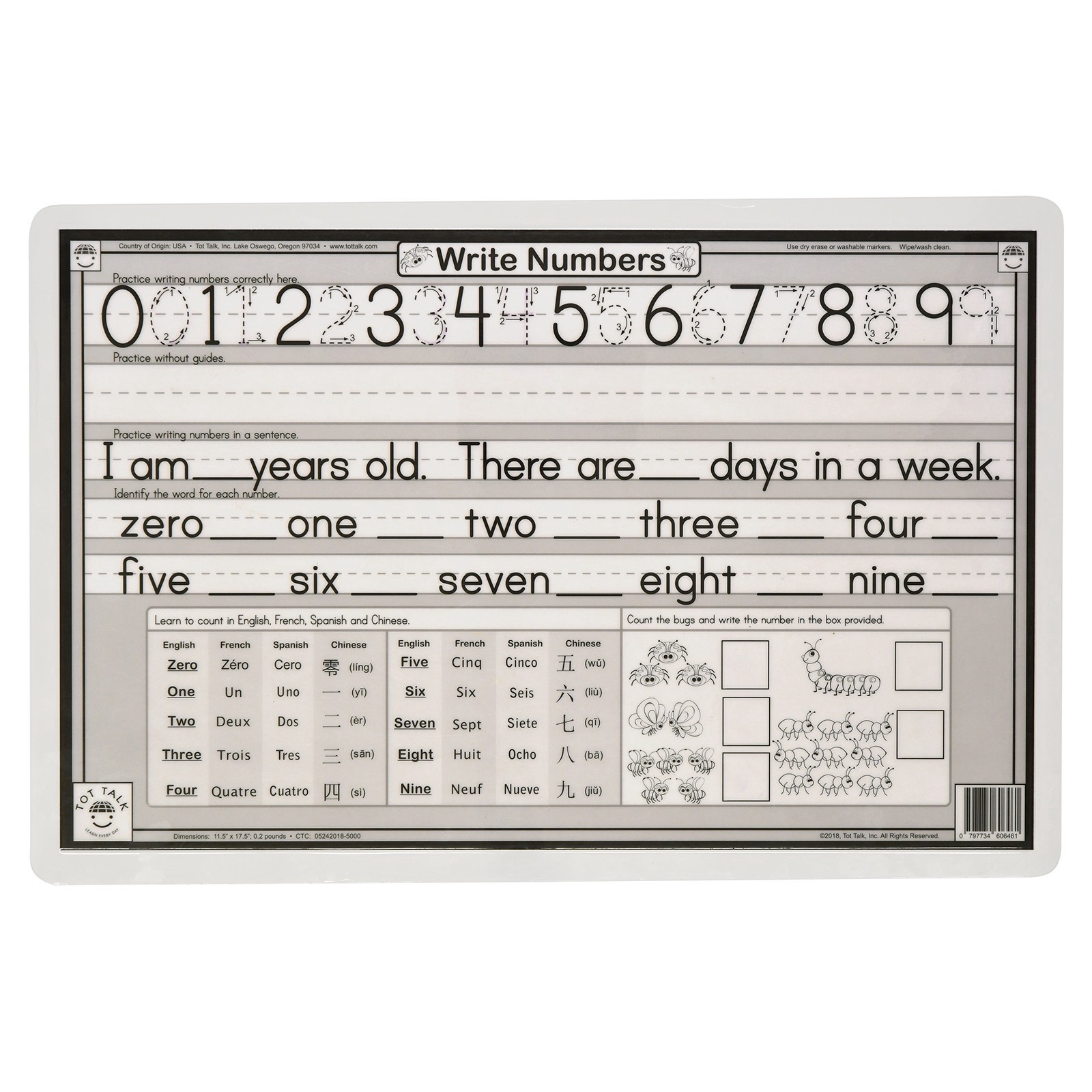 slide 2 of 5, Tot Talk Count Bugs Placemat, 17.5 in x 11.5 in