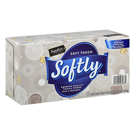 slide 1 of 1, Signature Care Facial Tissue Softly Soft Touch 2 Ply White Box, 160 ct