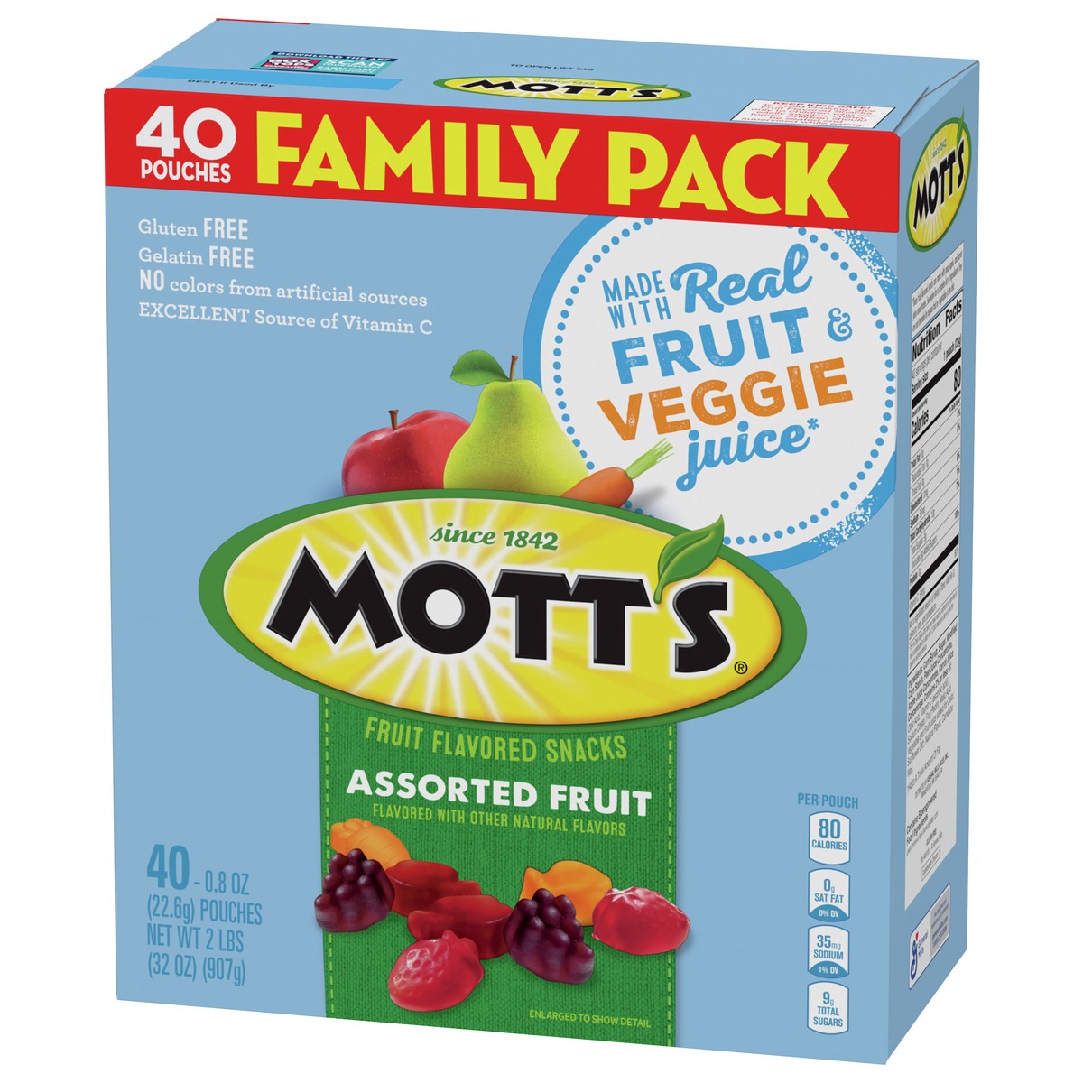 slide 9 of 13, Mott's Fruit Flavored Snacks, Halloween Treats, Assorted Fruit, Gluten Free Snack, Family Pack, 40 Ct, 32 oz, 32 oz