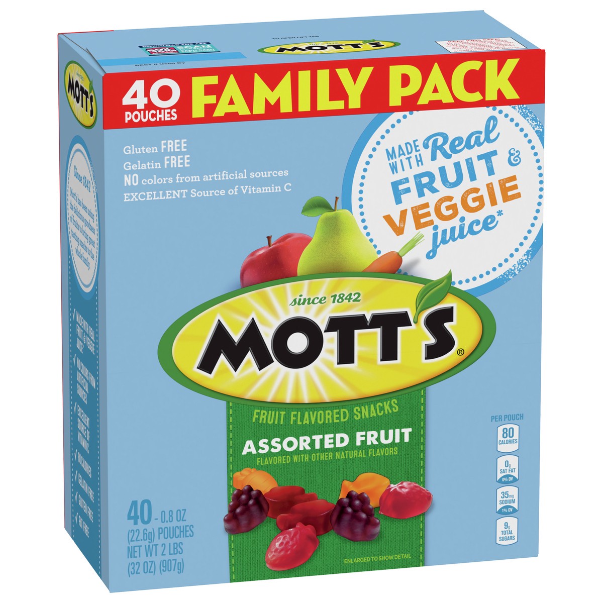 slide 6 of 13, Mott's Fruit Flavored Snacks, Halloween Treats, Assorted Fruit, Gluten Free Snack, Family Pack, 40 Ct, 32 oz, 32 oz