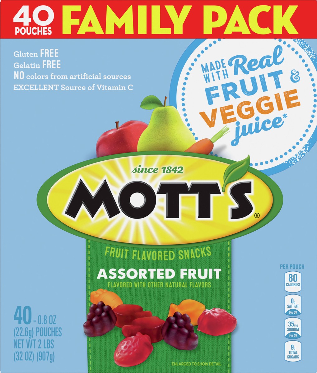 slide 3 of 13, Mott's Fruit Flavored Snacks, Halloween Treats, Assorted Fruit, Gluten Free Snack, Family Pack, 40 Ct, 32 oz, 32 oz