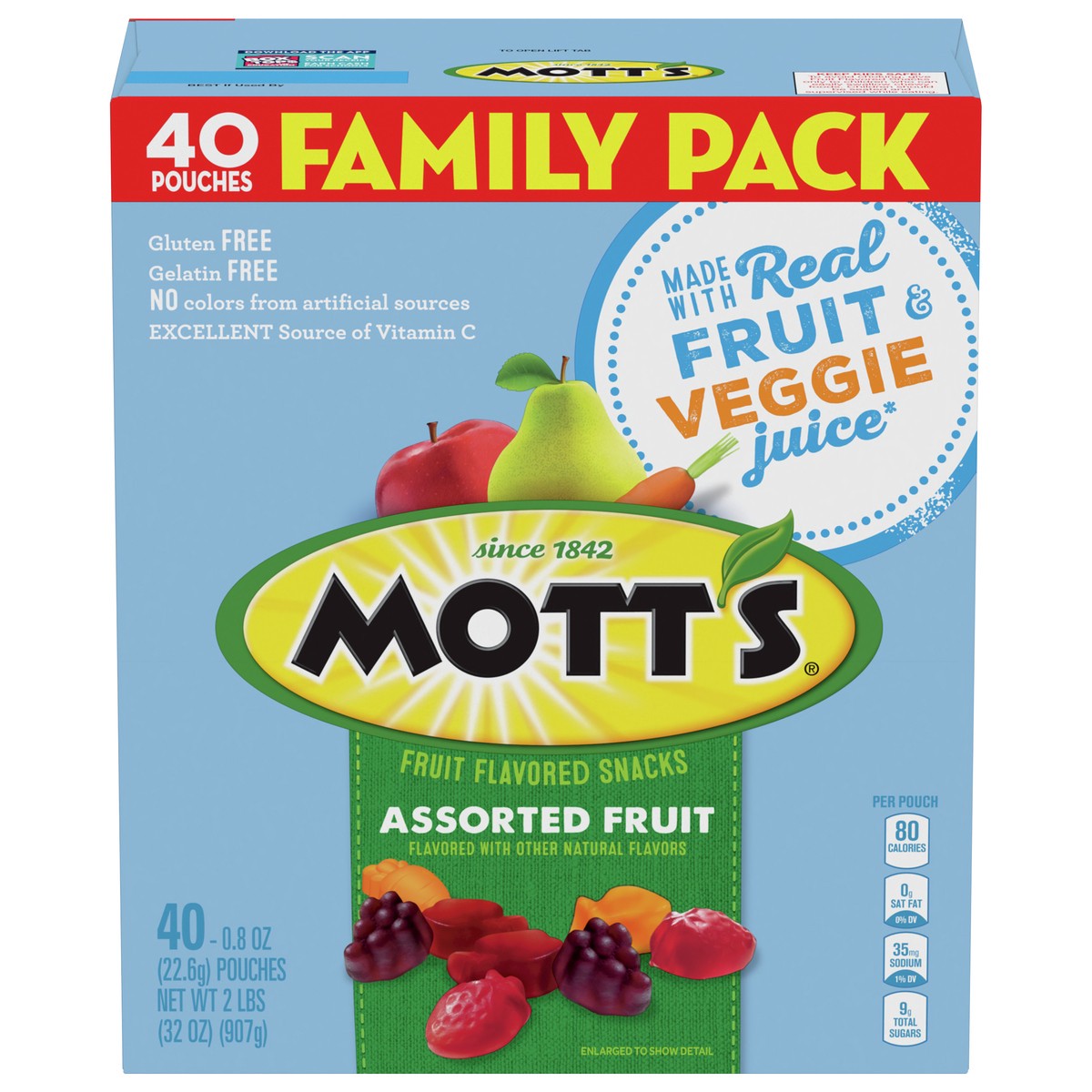 slide 8 of 13, Mott's Fruit Flavored Snacks, Halloween Treats, Assorted Fruit, Gluten Free Snack, Family Pack, 40 Ct, 32 oz, 32 oz