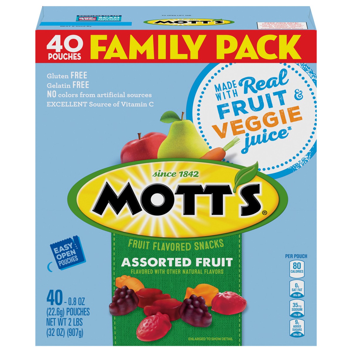 slide 1 of 13, Mott's Fruit Flavored Snacks, Halloween Treats, Assorted Fruit, Gluten Free Snack, Family Pack, 40 Ct, 32 oz, 32 oz