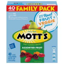 Mott's Fruit Flavored Snacks, Halloween Treats, Assorted Fruit, Gluten Free Snack, Family Pack, 40 Ct, 32 oz