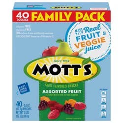 Mott's Fruit Flavored Snacks, Halloween Treats, Assorted Fruit, Gluten Free Snack, Family Pack, 40 Ct, 32 oz