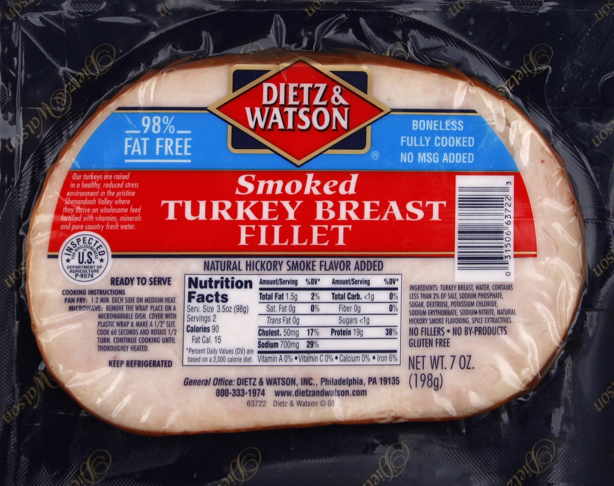slide 3 of 5, Dietz & Watson Smoked Turkey Breast Filet 7 oz, 7 oz