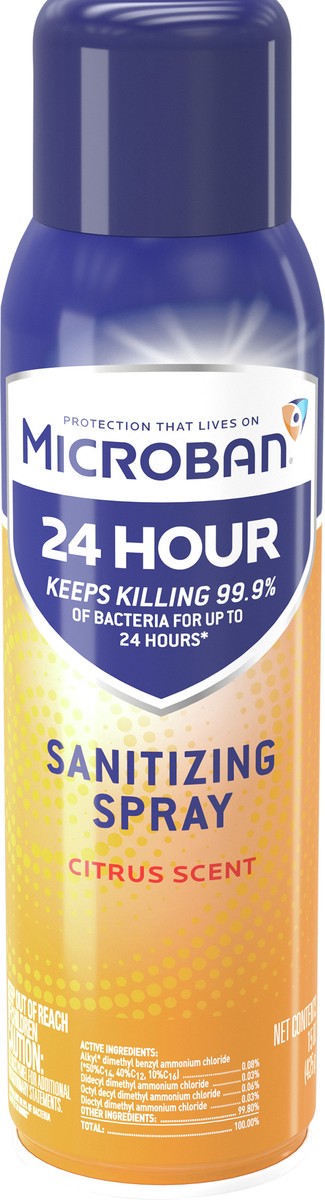slide 4 of 4, Microban Citrus Scent 24 Hour Disinfectant Sanitizing Spray - 15 fl oz, 15 fl oz