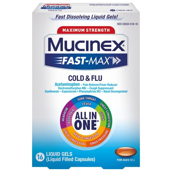 slide 1 of 1, Mucinex Fast Max Liquid Gels, 16 ct