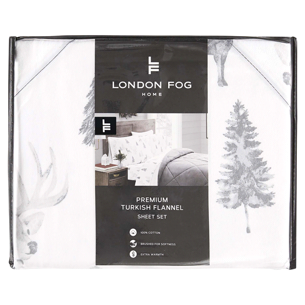 slide 1 of 1, London Fog Home Turkish Flannel sheet set Queen Woodland, 1 ct