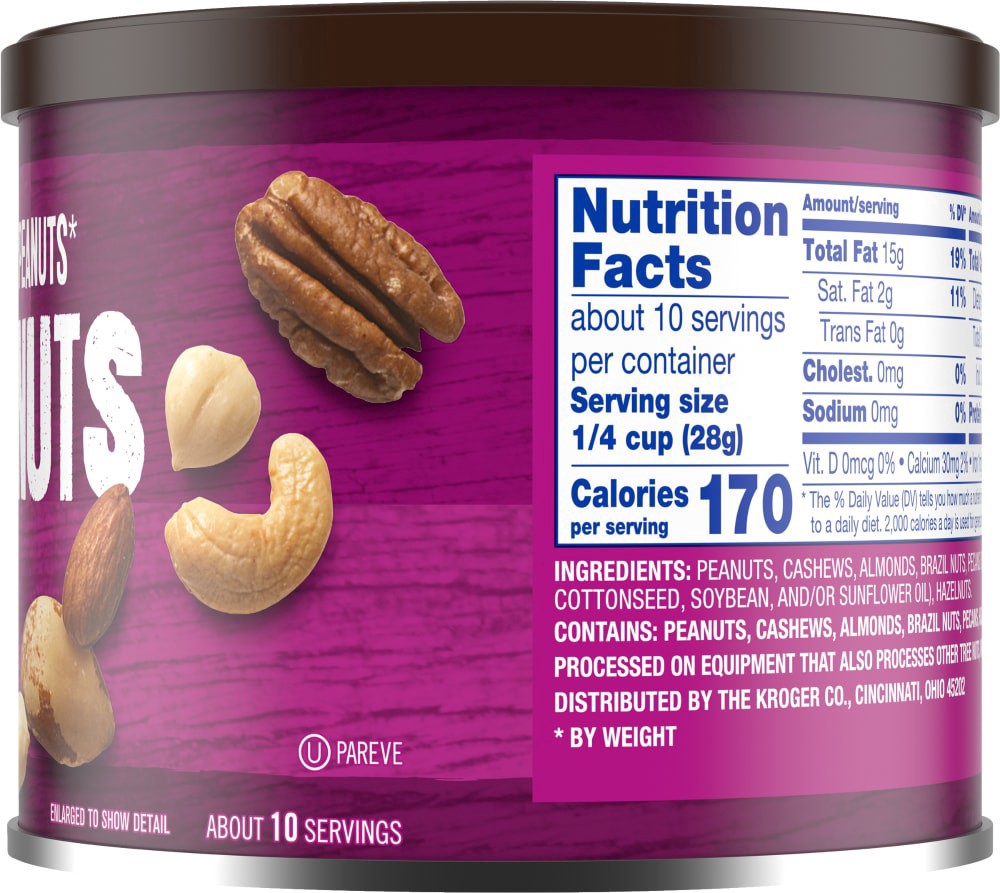 slide 2 of 4, Kroger Unsalted Mixed Nuts, 10.3 oz