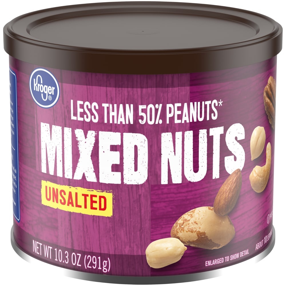 slide 1 of 1, Kroger Unsalted Mixed Nuts, 10.3 oz