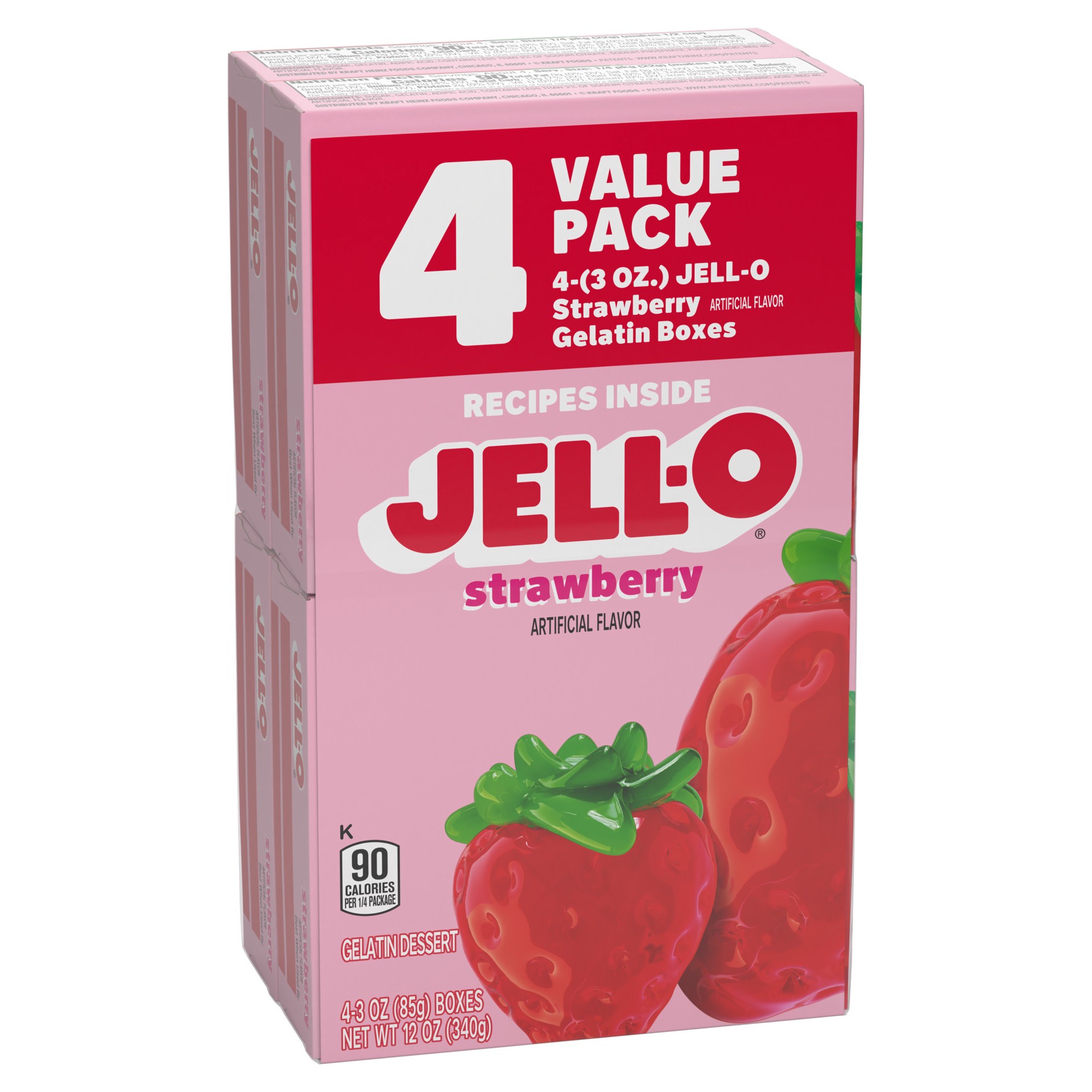 slide 5 of 5, Jell-O Strawberry Gelatin Dessert Mix Value Pack, 4 ct Pack, 3 oz Boxes, 4 ct