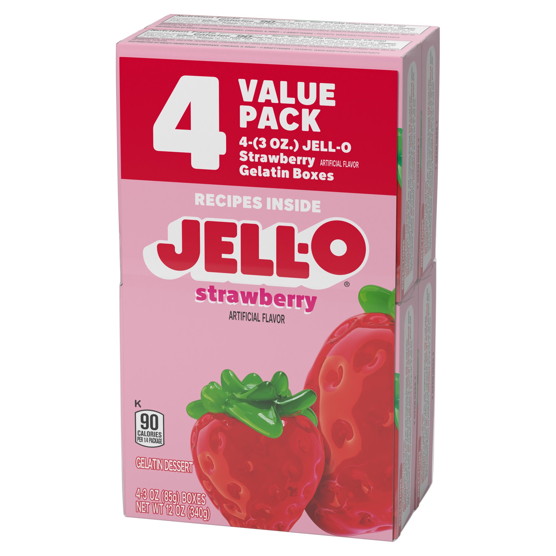 slide 2 of 5, Jell-O Strawberry Gelatin Dessert Mix Value Pack, 4 ct Pack, 3 oz Boxes, 4 ct