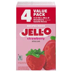 Jell-O Strawberry Gelatin Dessert Mix Value Pack, 4 ct Pack, 3 oz Boxes