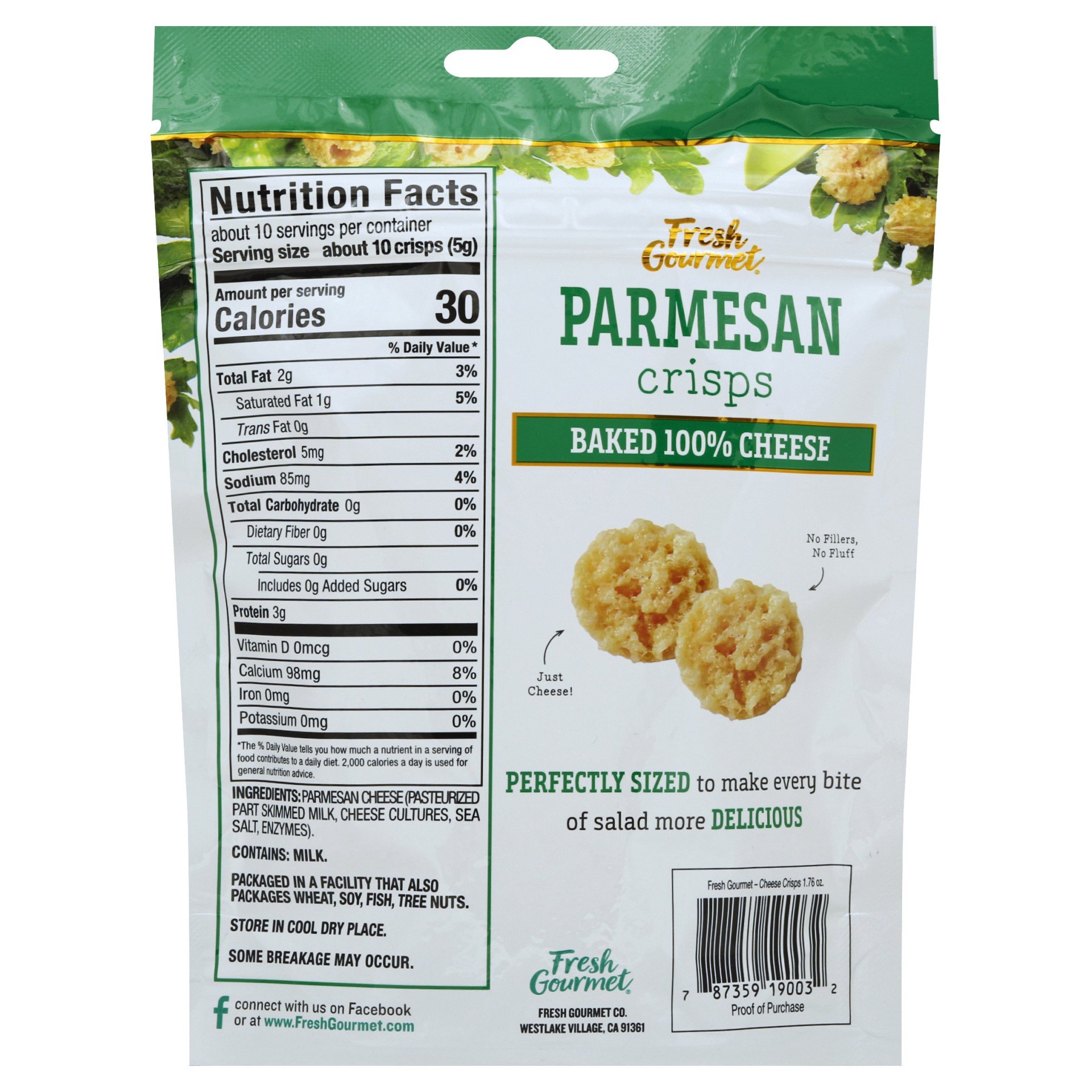 slide 1 of 6, Fresh Gourmet Parmesan Cheese Crisps, 1.76 oz