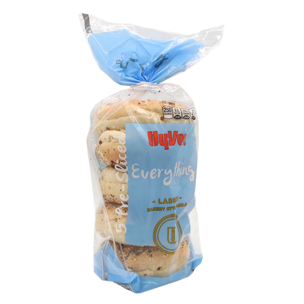 slide 1 of 1, Hy-vee Everything Larger Bakery Style Bagels, 16 oz