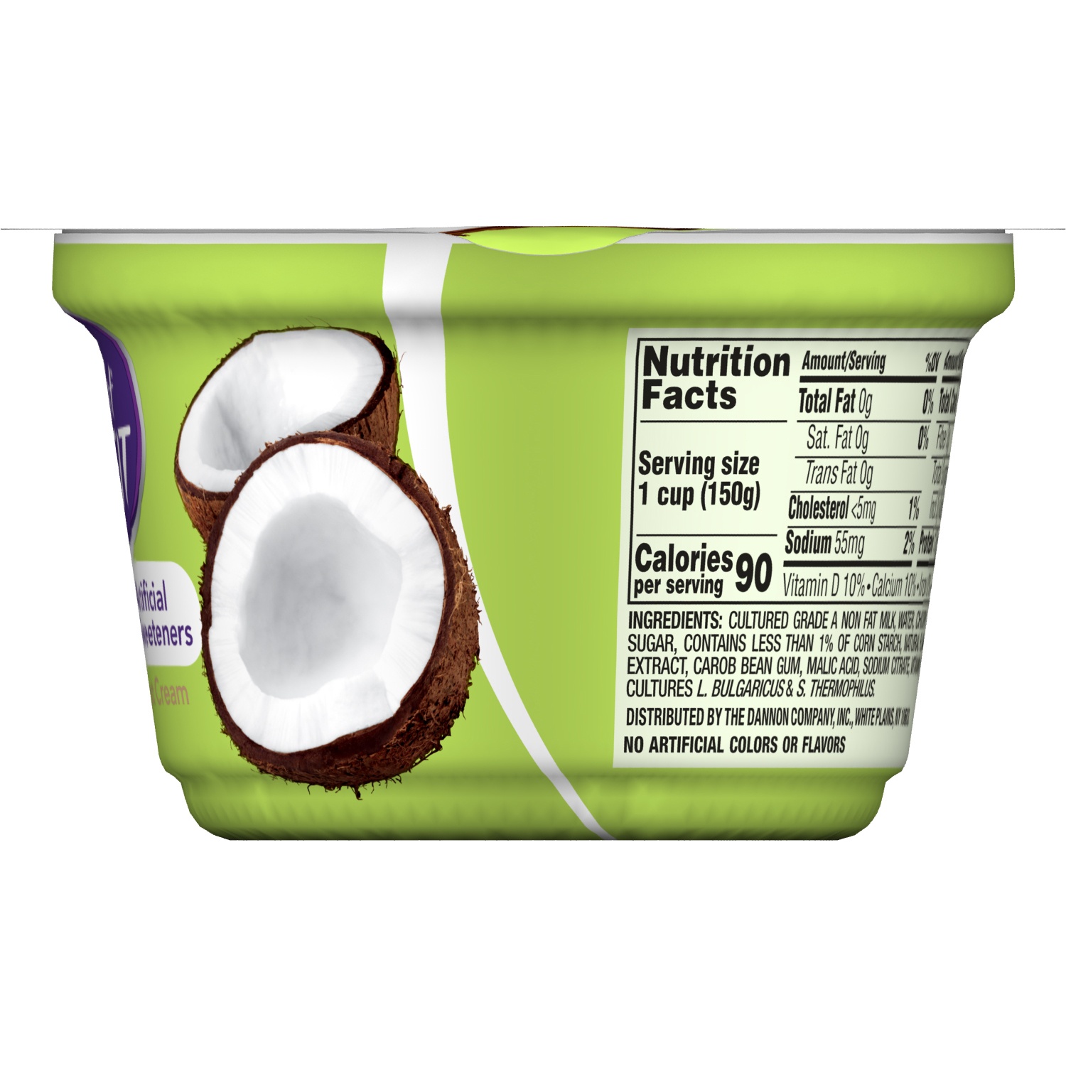 slide 3 of 5, Dannon Light Fit Greek Zero Artificial Sweeteners Nonfat Yogurt Coconut Cream, 5.3 oz