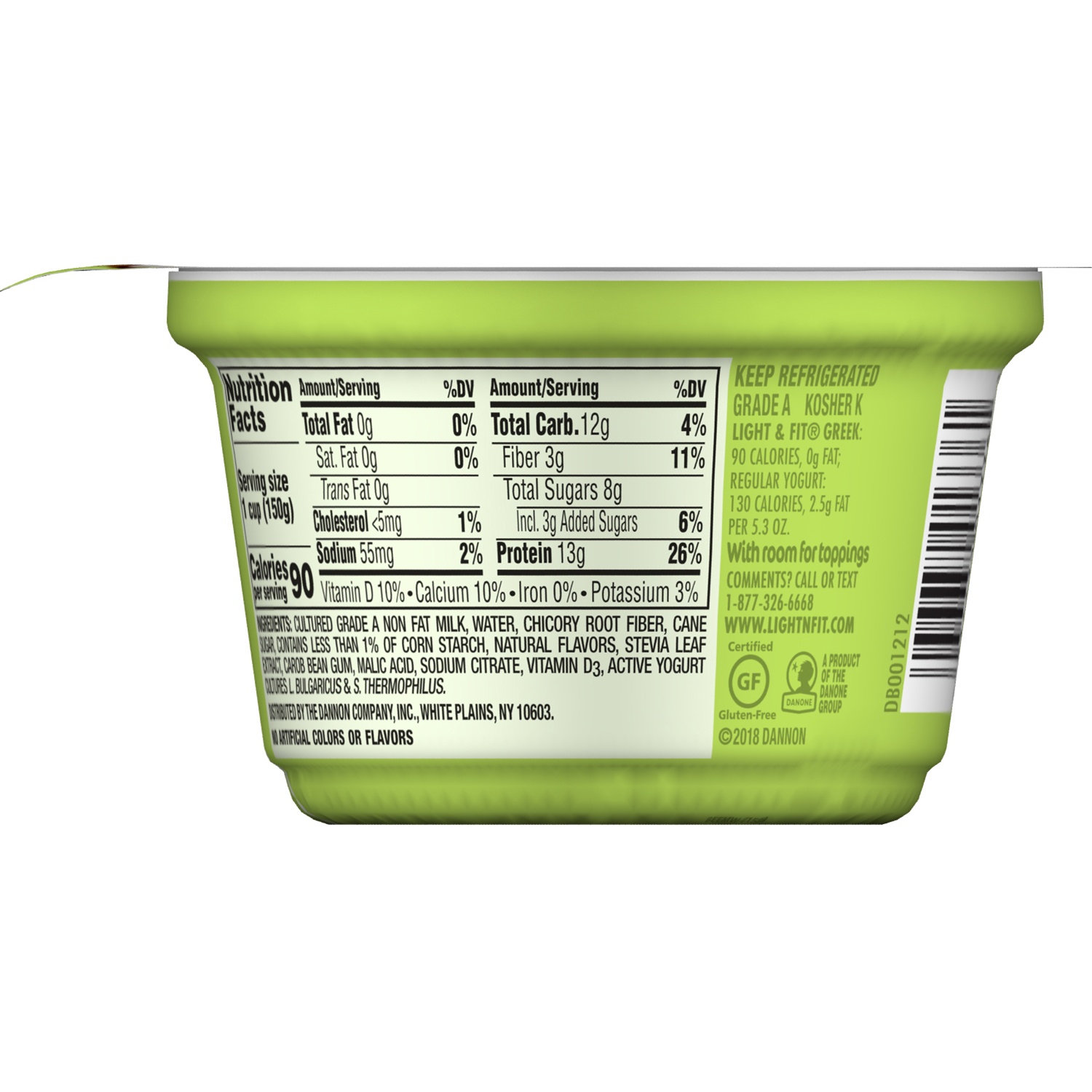slide 4 of 5, Dannon Light Fit Greek Zero Artificial Sweeteners Nonfat Yogurt Coconut Cream, 5.3 oz