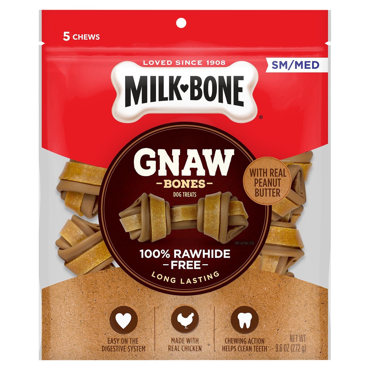 slide 1 of 16, Milk-Bone Gnaw Bones, Peanut Butter Small, 9.6 oz