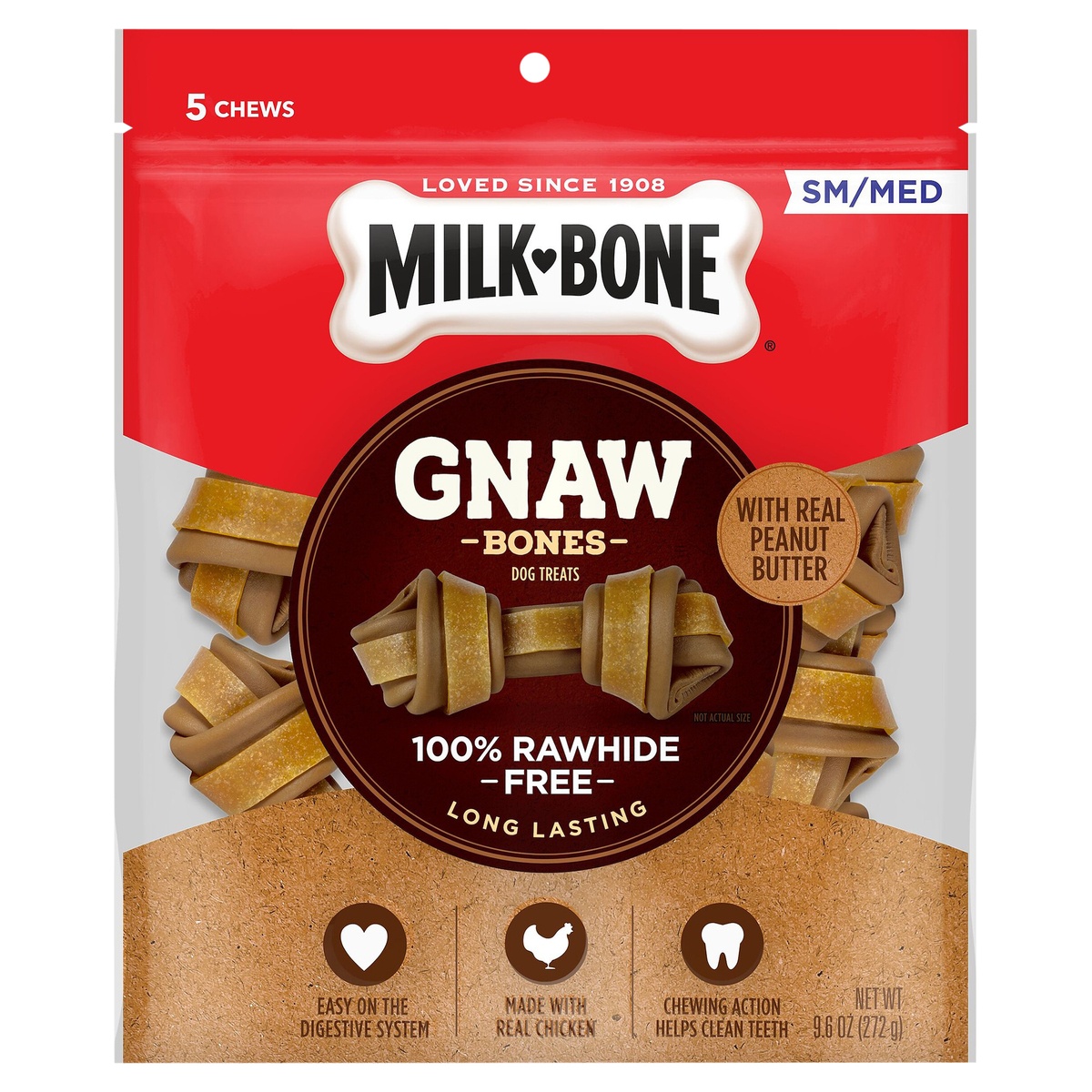 slide 8 of 8, Milk Bone Gnaw Bones, Peanut Butter Small, 9.6 oz