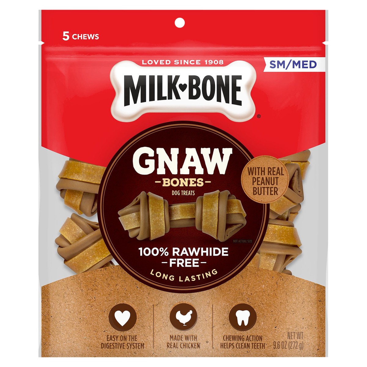 slide 1 of 8, Milk Bone Gnaw Bones, Peanut Butter Small, 9.6 oz