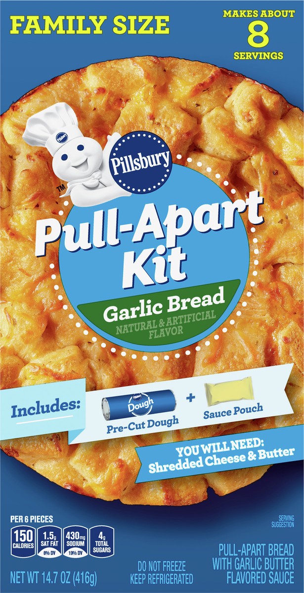 slide 6 of 9, Pillsbury Pull-Apart Kit, Garlic Bread Dough and Sauce, 14.7 oz., 14.7 oz