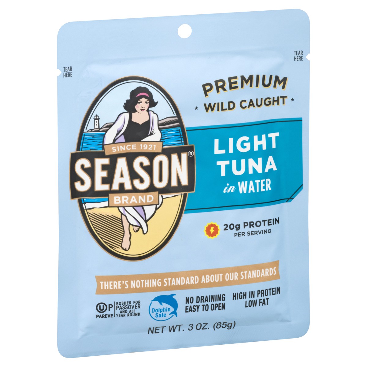 slide 2 of 10, Season Brand Light Tuna, in Water, Premium, Wild Caught, 3 oz