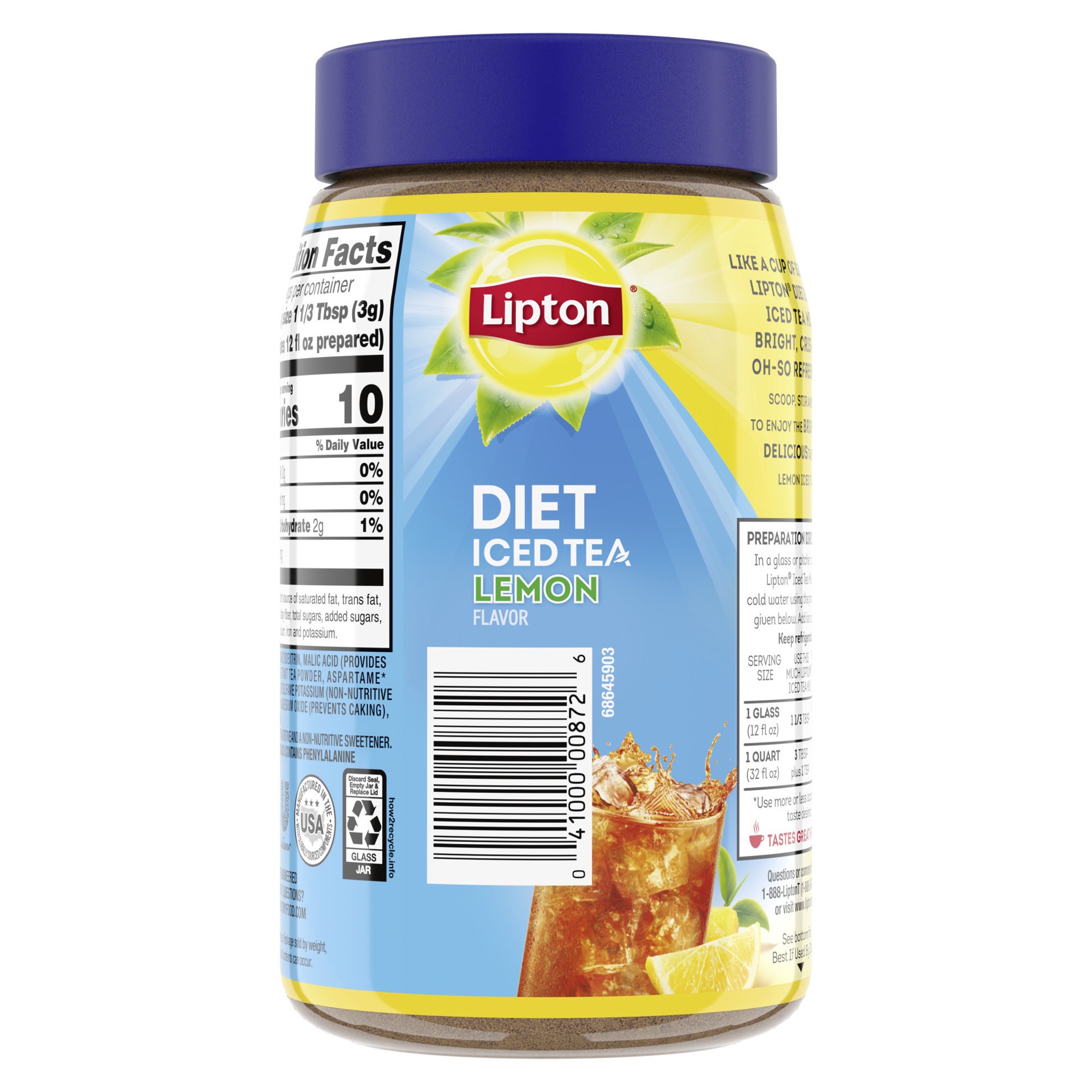 slide 4 of 6, Lipton Black Iced Tea Mix Diet Lemon, 10 qt, 3 oz