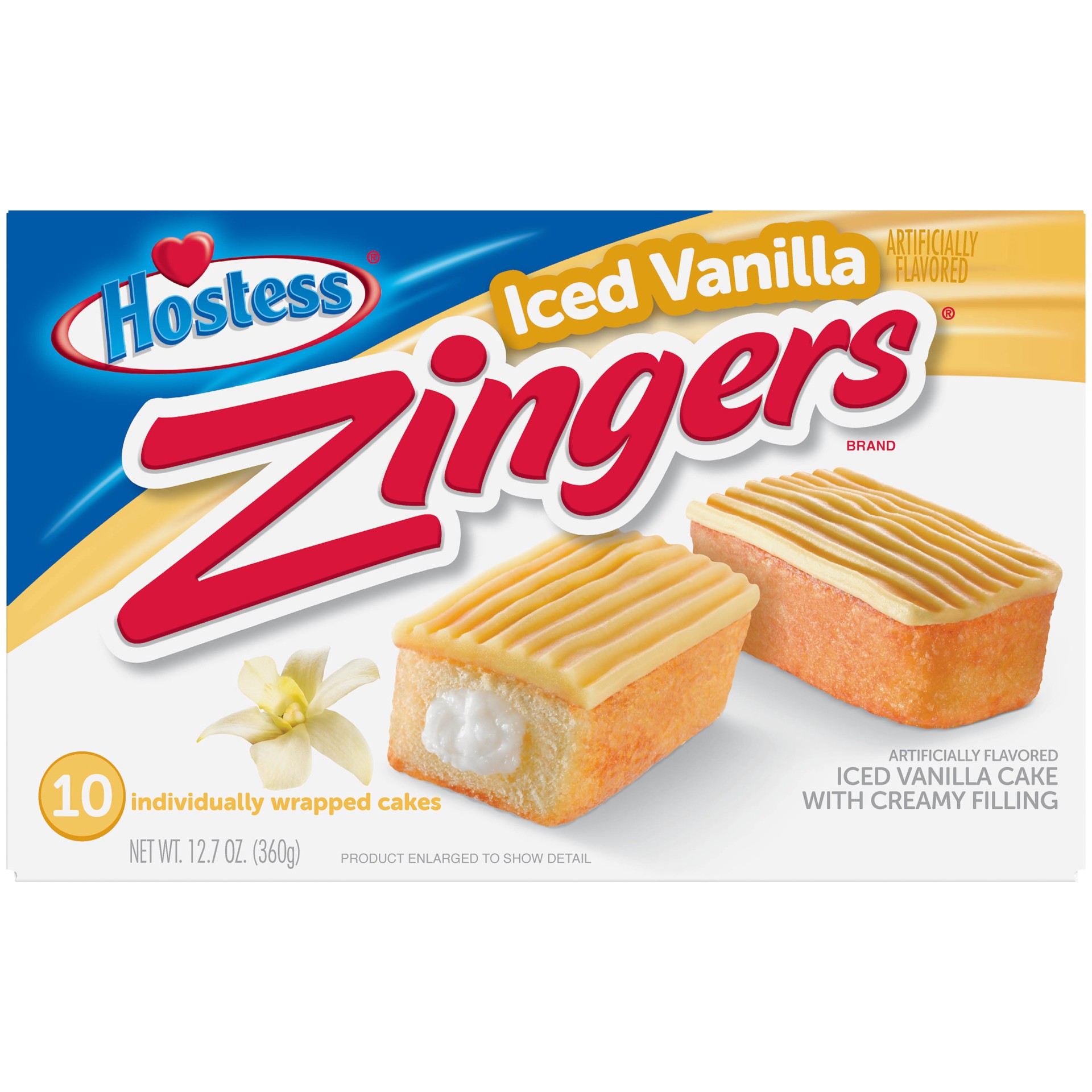 slide 1 of 10, HOSTESS Iced Vanilla ZINGERS, 10 Count , 12.70 oz, 10 ct