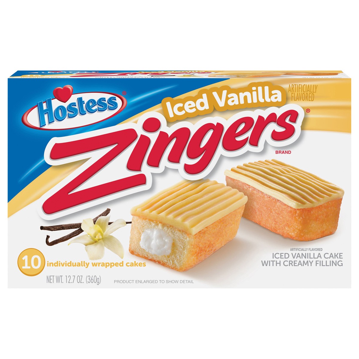 slide 1 of 10, HOSTESS Iced Vanilla ZINGERS, 10 Count , 12.70 oz, 10 ct