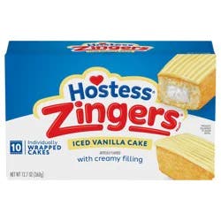 Hostess Zingers Snack Cakes, Artificially Flavored Iced Vanilla Cake, 12.7 Oz. Box (10 Ct.)