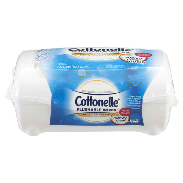 slide 1 of 1, Cottonelle Flushable Wipes Tub, 42 ct