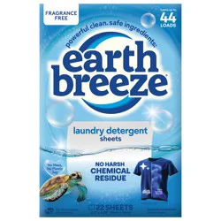 Earth Breeze® Laundry Detergent Sheets Fragrance Free, 22 ct