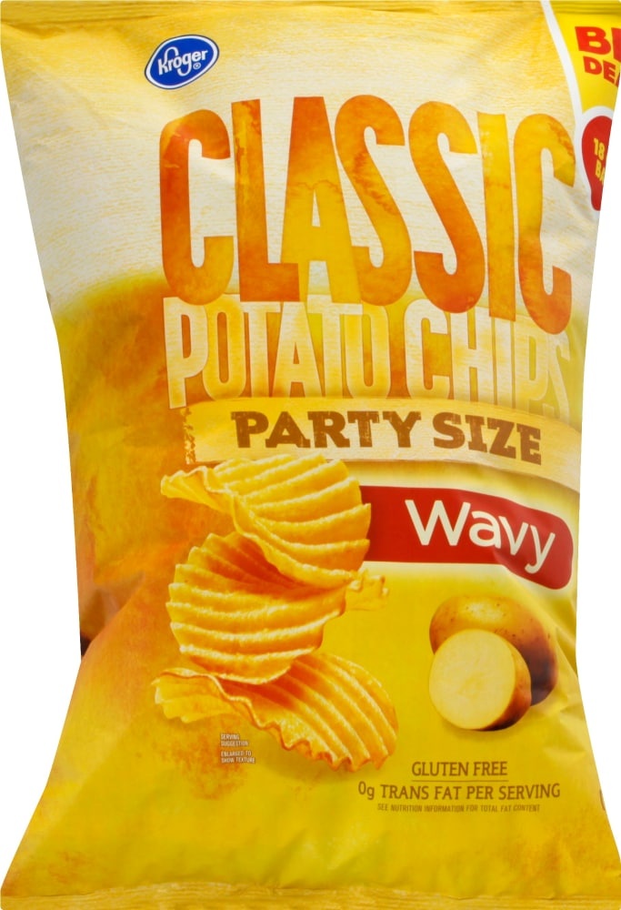 slide 1 of 1, Kroger Wavy Classic Party Size Potato Chips, 18 oz