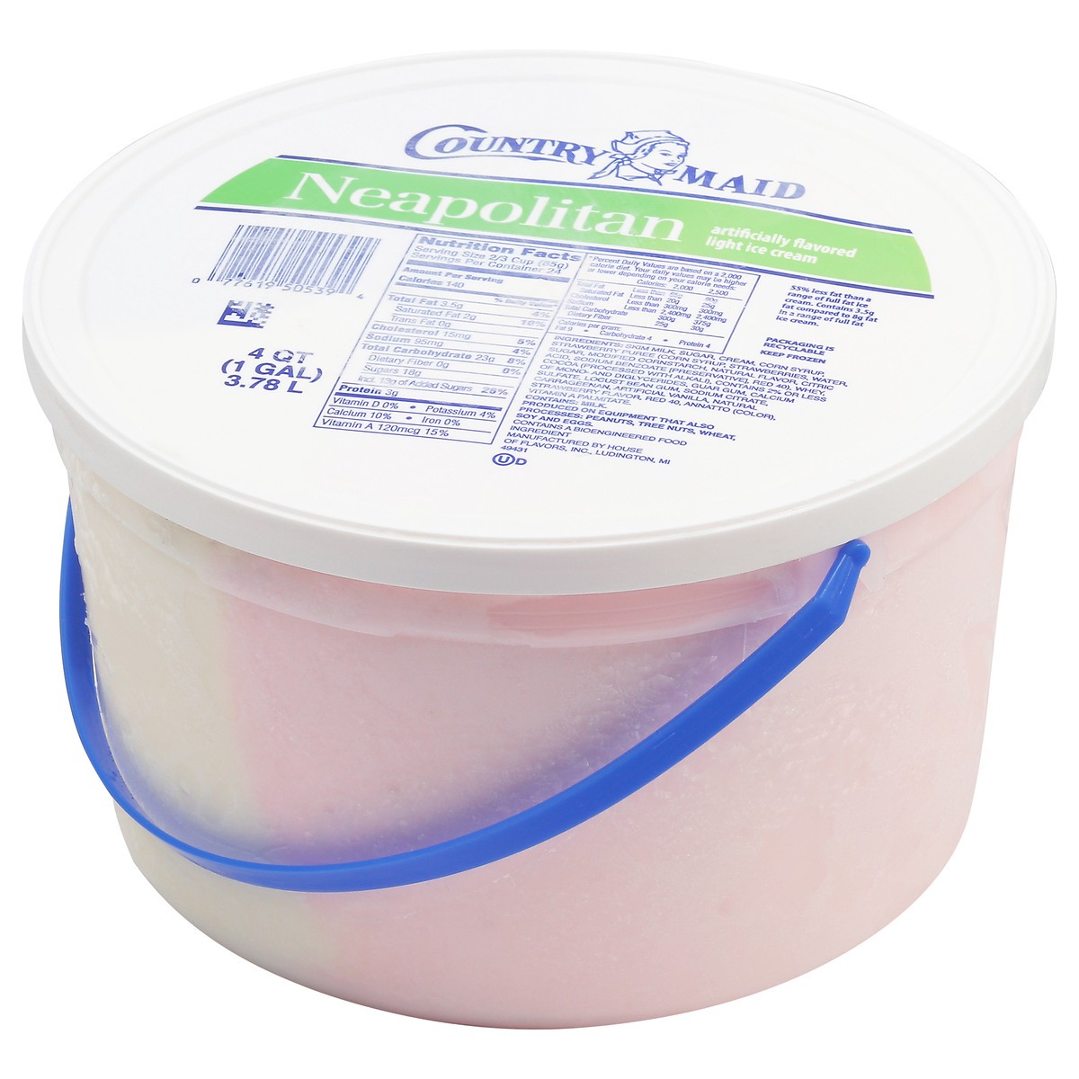 slide 9 of 9, Country Maid Light Neopolitan Ice Cream 4 qt, 4 qt