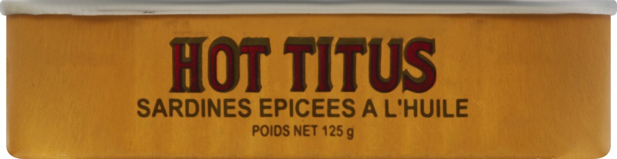 slide 4 of 6, Titus Vegetable Oil Hot Spiced Sardines, 125 gram