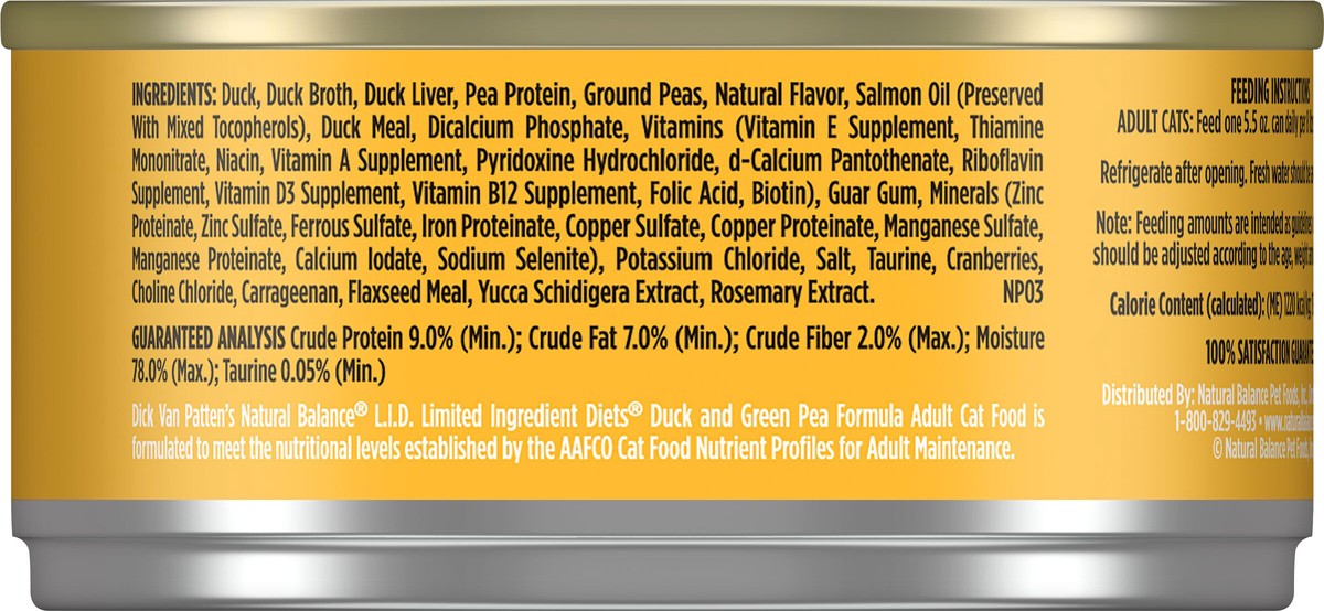 slide 7 of 7, Natural Balance Limited Ingredient Diets Duck & Green Pea Formula Cat Food 5.5 oz, 5.5 oz