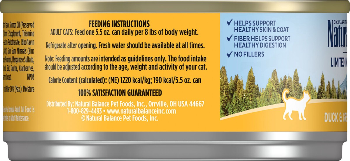slide 6 of 7, Natural Balance Limited Ingredient Diets Duck & Green Pea Formula Cat Food 5.5 oz, 5.5 oz