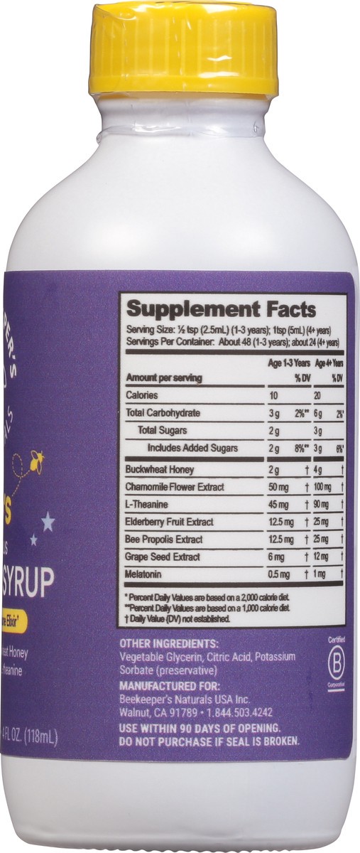 slide 3 of 13, Beekeeper's Naturals Kid's Propolis Nighttime Immune Elixir Cough Syrup 4 fl oz, 4 fl oz