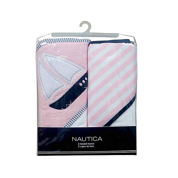 slide 2 of 4, Nautica Hooded Towel Set - Pink, 2 ct