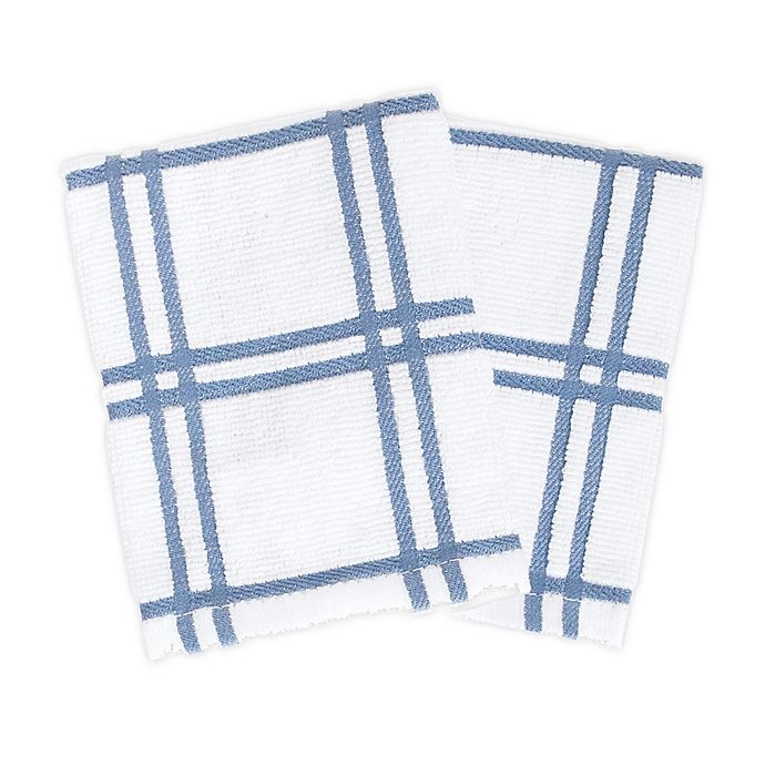 slide 1 of 5, KitchenSmart Colors Plaid Dish Cloths - Capri, 2 ct