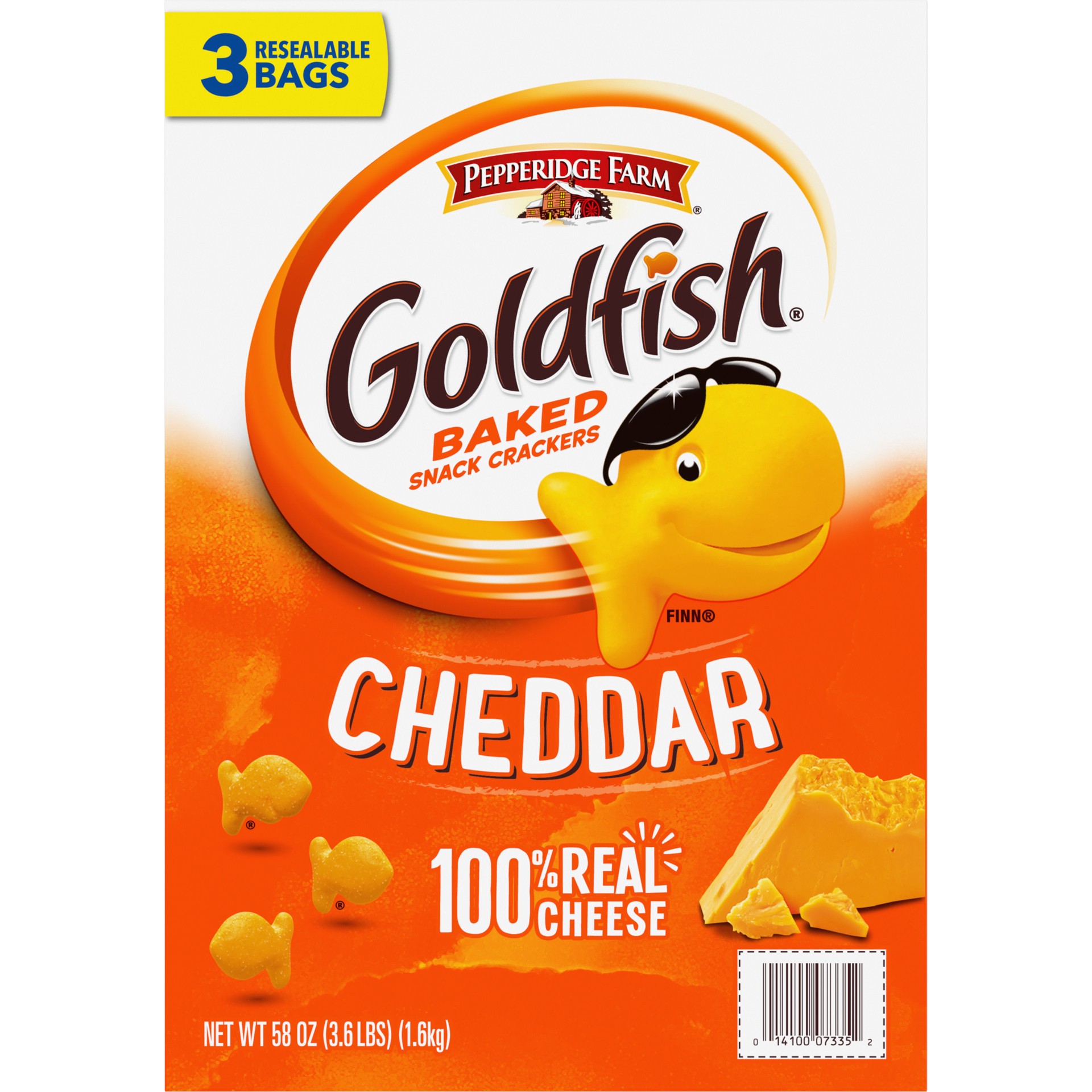 slide 2 of 8, Pepperidge Farm Goldfish Cheddar Crackers, 19.2 oz. Resealable Bags, 3-count Box, 