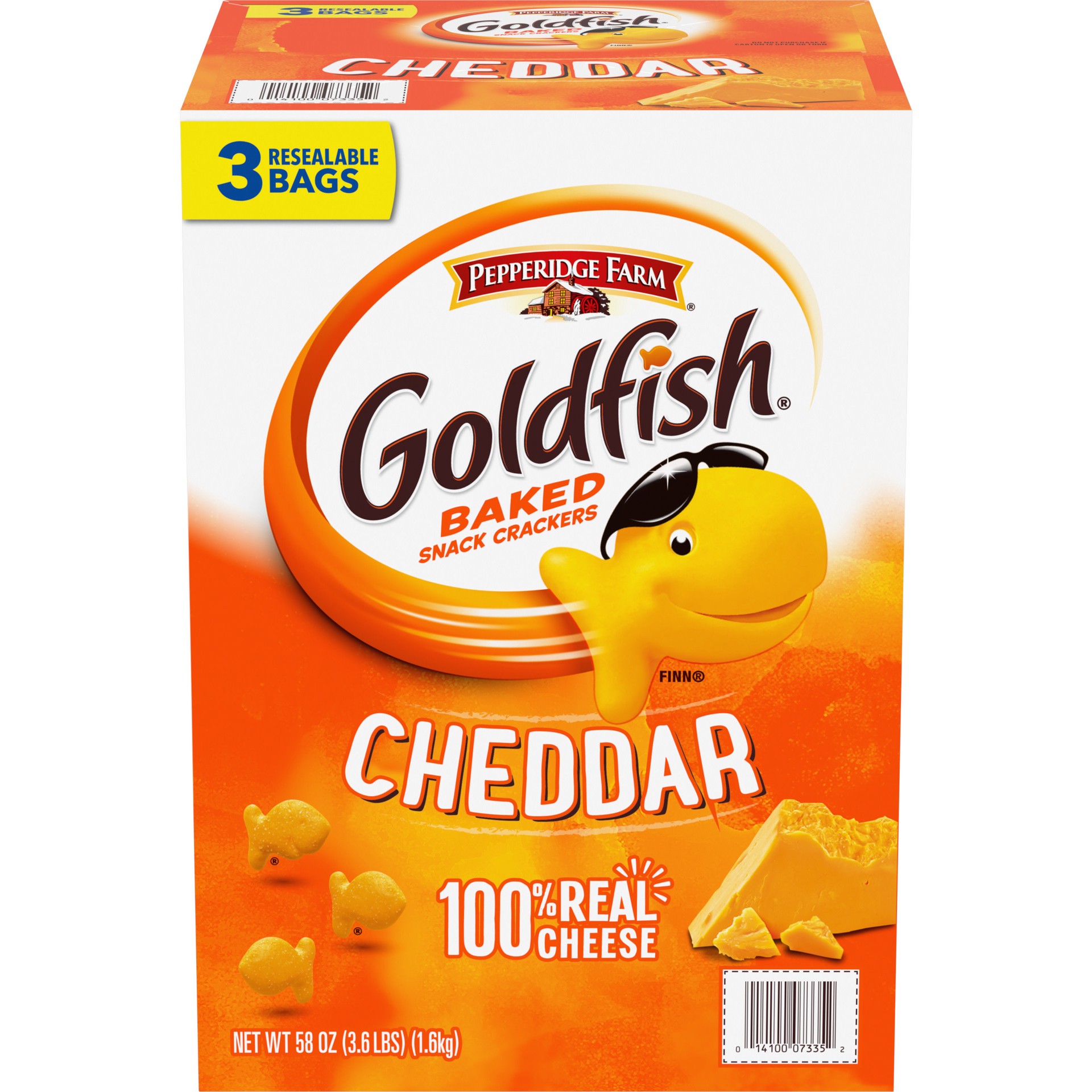 slide 1 of 8, Pepperidge Farm Goldfish Cheddar Crackers, 19.2 oz. Resealable Bags, 3-count Box, 