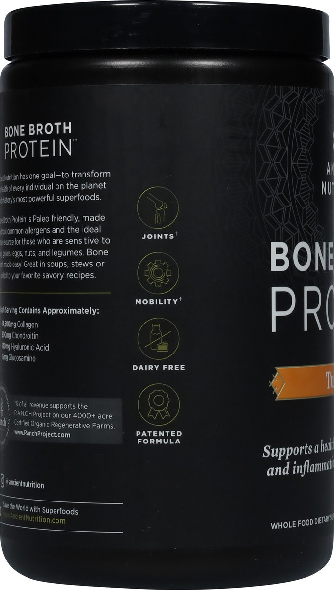 slide 3 of 9, Ancient Nutrition Turmeric Bone Broth Protein Powder, 460 gram