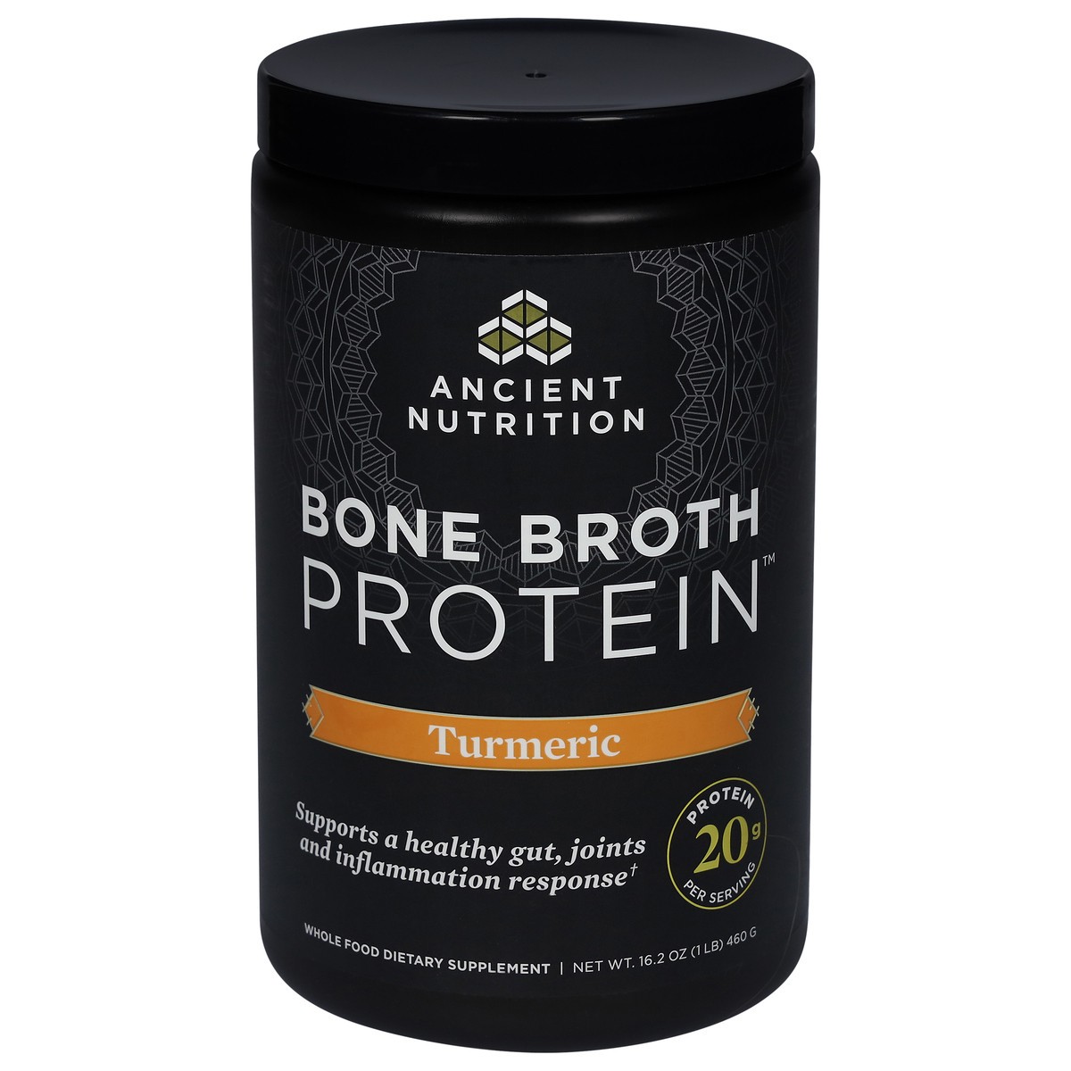 slide 1 of 9, Ancient Nutrition Turmeric Bone Broth Protein Powder, 460 gram