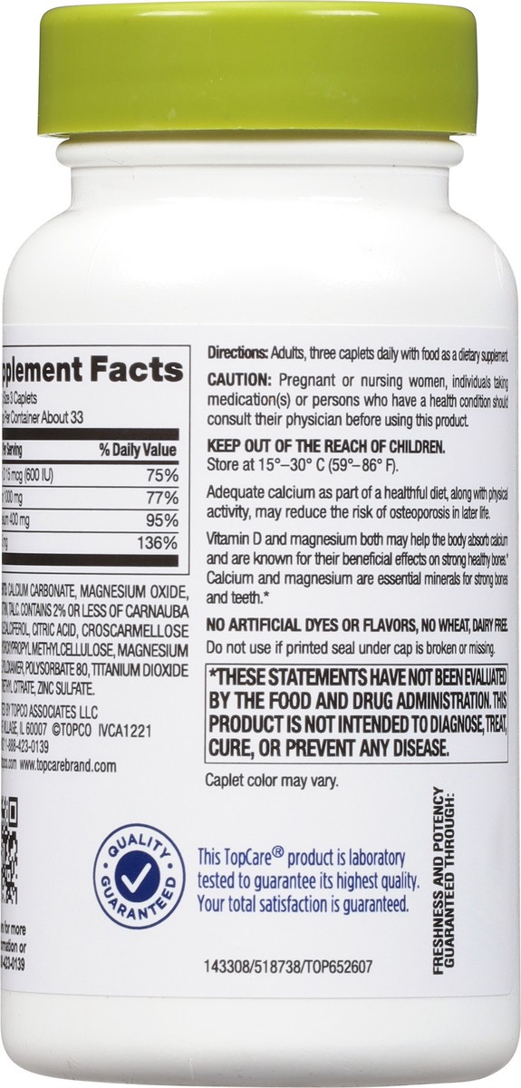 slide 5 of 9, TopCare Calcium W/Magnesium And Zinc, 100 ct