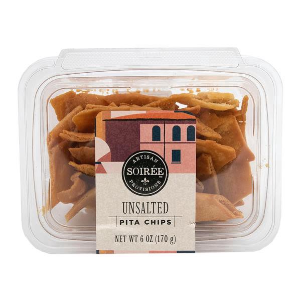 slide 1 of 1, Hy-Vee Soiree Unsalted Pita Chips, 6 oz