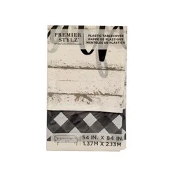 Premier Stylz Premier Styl Black & White Rustic Plastic Tablecloth