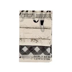 Premier Stylz Premier Styl Black & White Rustic Plastic Tablecloth