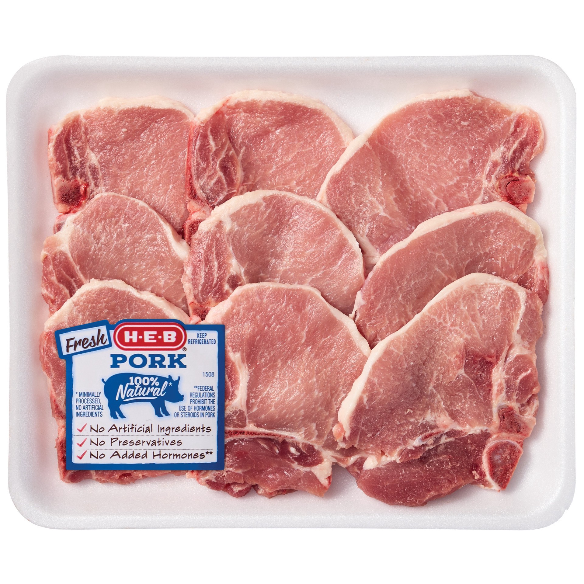 slide 1 of 1, H-E-B Bone-in Ribeye Pork Chops, Thin Cut - Value Pack, per lb